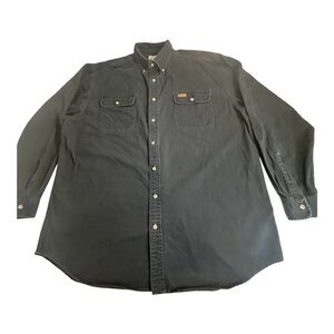 Carhartt 2XL Tall Heavyweight Utility Work Shirt Navy Blue